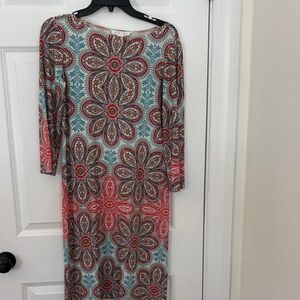 Floral Patterned Dress - Red and Blue